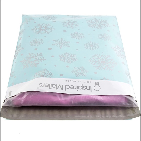 ❄️ LAST SET ❄️18 premium Poly Mailers- Blue + Silver Winter Snowflake - Picture 4 of 4